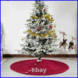 Starry Dynamo 48-Inch Knitted Christmas Tree Skirt Round with Wooden Toggle B