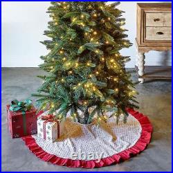 Stars With Ruffle Christmas Tree Skirt Rustic Country Farmhouse 50 in