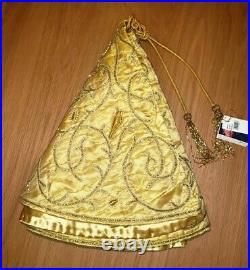 Sudha Pennathur Partridge Beaded Embroidered Christmas Tree Skirt Gold New $500