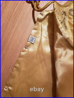 Sudha Pennathur Partridge Beaded Embroidered Christmas Tree Skirt Gold New $500