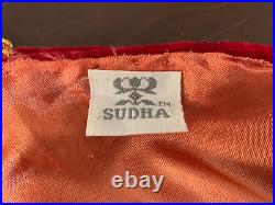 Sudha Red Velvet Gold 42 Christmas Tree Skirt Lined