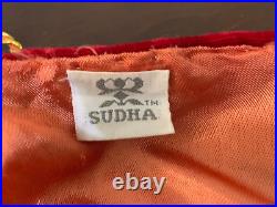 Sudha Red Velvet Gold 42 Christmas Tree Skirt Lined