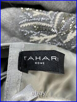 TAHARI NEW! BEADED 50 CHRISTMAS Tree Skirt GRAY SILVER 50 Embellished LUX