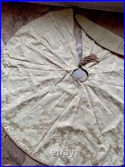 Tree Skirt & Matching Mantel Scarf Set Brocade Lined Neimans Gold/Cream $585