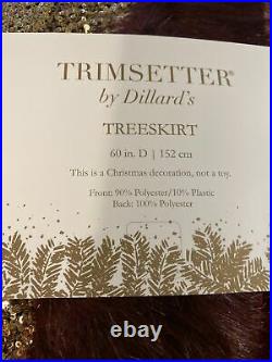 Trimsetter by Dillards Square Gold Sequence Faux Fur Trim Tree Skirt 60 New