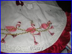 Tropical Coastal Collection Pink Flamingo Christmas Tree Skirt 4.5 Ft Round