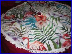 Tropical Pink Flamingo Christmas Tree Skirt 5 Ft Round Only Two With White Trim