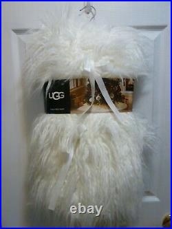Ugg TALIA Christmas Tree Skirt LONG WHITE Faux Mongolian/Icelandic Fur