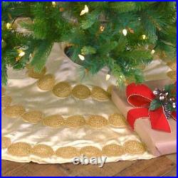 VHC Brands Christmas Decor Tree Skirt 48 in. Flannel Lining Viscose Off-White