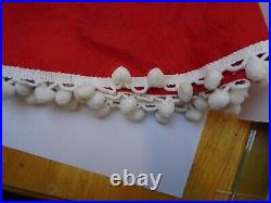 VINTAGE FELT APPLIQUE CHRISTMAS TREE SKIRT hand stitched beads sequins 49