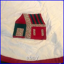 VINTAGE HAND CRAFTED large star log cabin QUILTED TREE SKIRT Christmas Americana