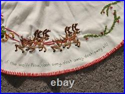 VTG Hand Stitched Crewel Needlepoint Christmas Tree Skirt Night Before Christmas