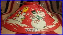 Vintage 1950's 20 inch Metal Tin litho Snowman Christmas Tree Stand/skirt