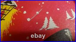 Vintage 1950's 20 inch Metal Tin litho Snowman Christmas Tree Stand/skirt