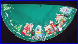 Vintage BUCILLA Handmade Felt Christmas Tree Skirt VILLAGE 83980 COMPLETED