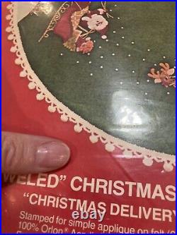 Vintage BUCILLA Jeweled Christmas Tree Skirt / Table Center Kit 2317 Sealed Rare