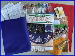 Vintage Bucilla Christmas Tree Skirt Kit NATIVITY Jeweled Felt Blue