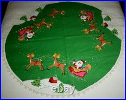 Vintage Bucilla Handmade Christmas Felt Tree Skirt Santa's Sleigh Completed