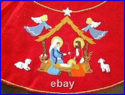 Vintage Bucilla Handmade Christmas Tree Skirt Felt Nativity