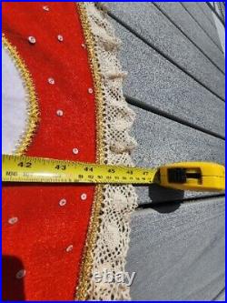 Vintage Bucilla Handmade Sequin Felt Santa Snowman Christmas Tree Skirt Rare HTF
