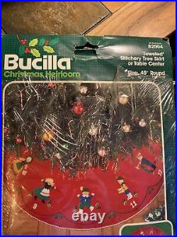 Vintage Bucilla Twelve Days of Christmas Felt Tree Skirt Kit 82004 12 45 Round
