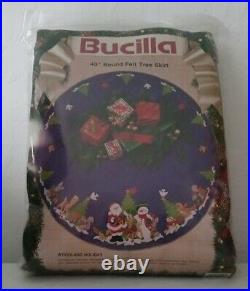 Vintage Bucilla WOODLAND HOLIDAY Felt Christmas Tree Skirt Kit 43