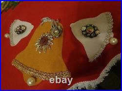 Vintage Christmas Tree Skirt Felt Applique Brooch Pins Sequins Handmade