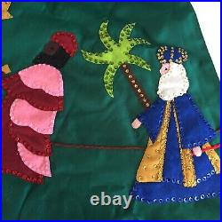Vintage Fructuoso Christmas Tree Skirt Nativity Sequins Beads 56 Diameter