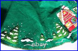 Vintage Hand-Made Felt Sequins CHRISTMAS VILLAGE Finished Bucilla Tree Skirt