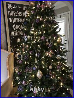 Vintage Martha Stewart Christmas Ornaments Tree Skirt Bow Garland Purple Set