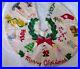 Vintage Needlepoint Christmas Tree Skirt Reversible Joyful Holliday Heavy READ