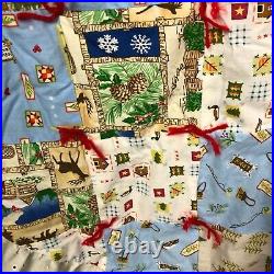 Vintage Quilt Christmas Tree Skirt Farmhouse CABIN LODGE Ruffle Lace X LARGE 61