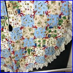 Vintage Quilt Christmas Tree Skirt Farmhouse CABIN LODGE Ruffle Lace X LARGE 61