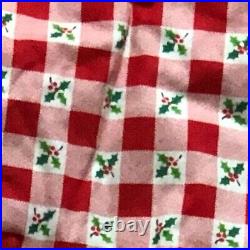 Vintage Ruffled Quilt Christmas Tree Skirt Yarn Bow Red Green Mistletoe Polkadot