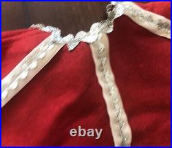 Vintage christmas tree skirt silver sequins red felt Ornaments