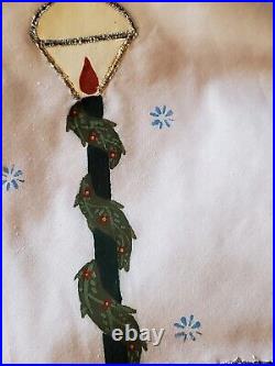 Vtg 1990 Kurt S Adler Christmas Tree Skirt Hand Painted 43in HTF Collecta