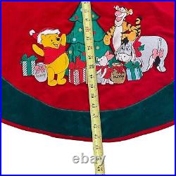 Vtg Disney Store Tree Skirt Winnie The Pooh Velvet Christmas Holiday Embroidered