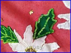 Vtg Felt 56 Sequin Applique Christmas Tree Skirt Bucilla