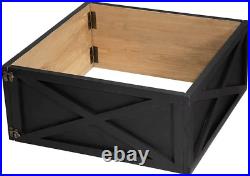 Washed Black Wooden Tree Collar Tree Stand Cover Christmas Tree Skirt Tree Box