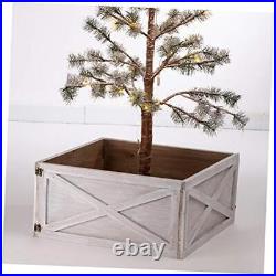 Washed Wooden Tree Collar Tree Stand Cover Christmas Tree Skirt Tree White