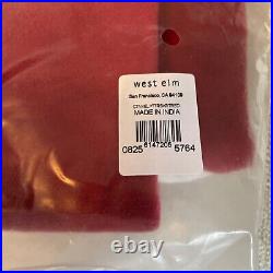 West Elm Velvet tree skirt Red and Ivory 48 inch Diameter New