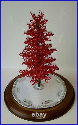 Westrim Beaded Mini Christmas Tree RED Ready to decorate, with Base & Skirt