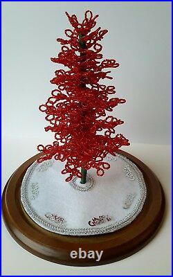 Westrim Beaded Mini Christmas Tree RED Ready to decorate, with Base & Skirt
