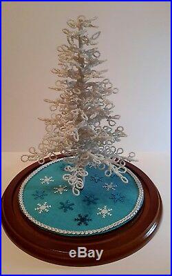 Westrim Beaded Mini Christmas Tree WHITE Ready to decorate, with Base & Skirt