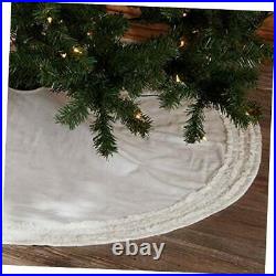 White Christmas Tree Skirt, 48 Diameter, Vintage Farmhouse Tree Skirt 48