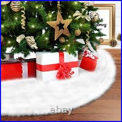 White Faux Fur Christmas Tree Skirt 5