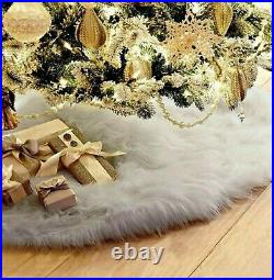 White Fur Christmas Tree Skirt Tree Skirt Xmas 60 inches Diameter