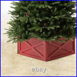 Wooden Box Collar Stand Cover Christmas Tree Skirt, 22 L 22L Red